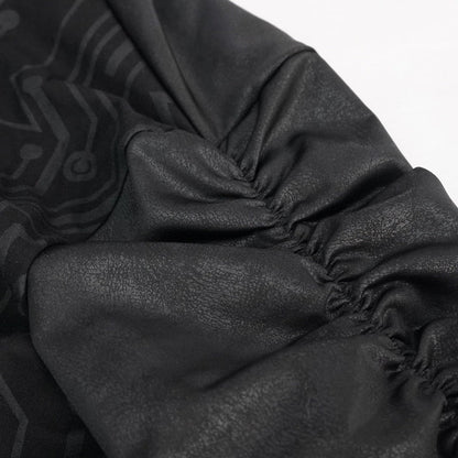 Gothic Kapuzen Cardigan Herren | Schaltkreis Muster | Lang | Offen | Schwarz-Chaps Herrenmode