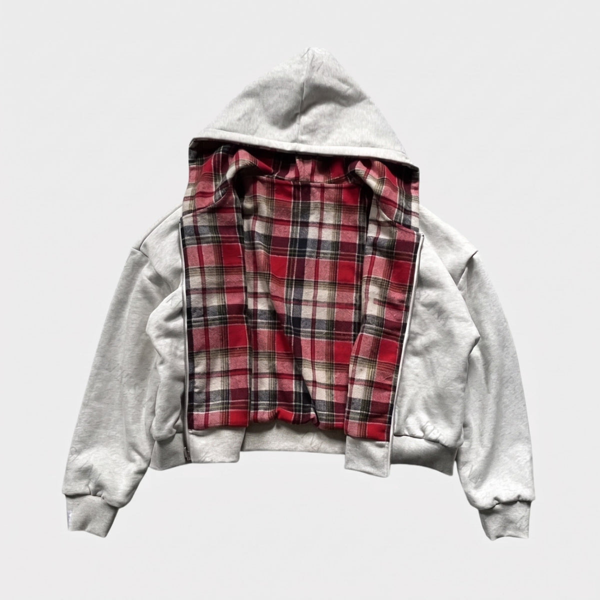 Wende Hoodie Herren | Reißverschluss | Oversized | Kariert
