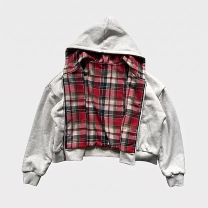Wende Hoodie Herren | Reißverschluss | Oversized | Kariert