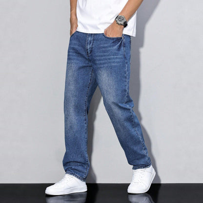 Baggy Jeans Herren | Weite Passform | Used Look-Dunkelblau-28-Chaps Herrenmode