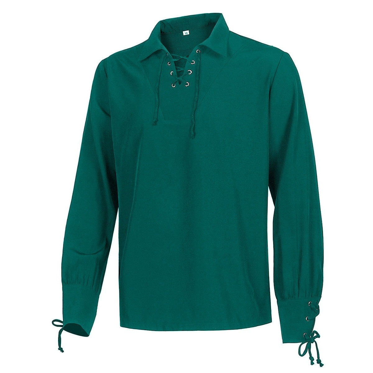 Mittelalter Hemd Herren | Schnürung | V-Ausschnitt | Langarm | 6 Farben-Grün-S-Chaps Herrenmode
