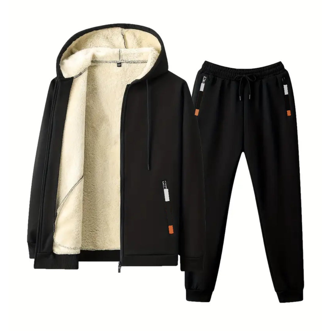 Trainingsanzug Herren mit Fleecefutter | Kapuzenjacke | Reißverschluss-Chaps Herrenmode
