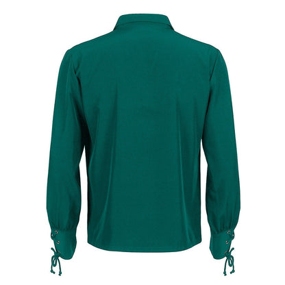 Mittelalter Hemd Herren | Schnürung | V-Ausschnitt | Langarm | 6 Farben-Chaps Herrenmode