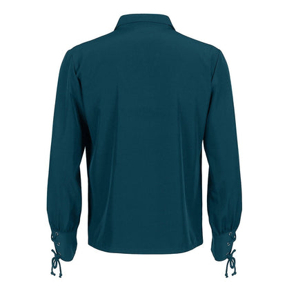 Mittelalter Hemd Herren | Schnürung | V-Ausschnitt | Langarm | 6 Farben-Chaps Herrenmode