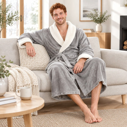 Korallenfleece Bademantel Herren | Schalkragen | 3 Farben