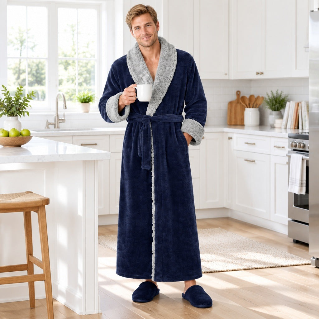 Korallenfleece Bademantel Herren | Schalkragen | 3 Farben