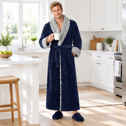Korallenfleece Bademantel Herren | Schalkragen | 3 Farben