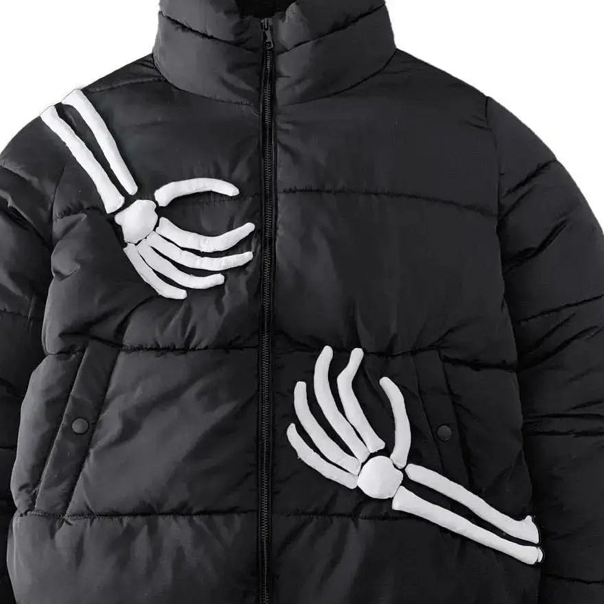 Skelett Pufferjacke Herren | Steppjacke | Knochen Design | Schwarz