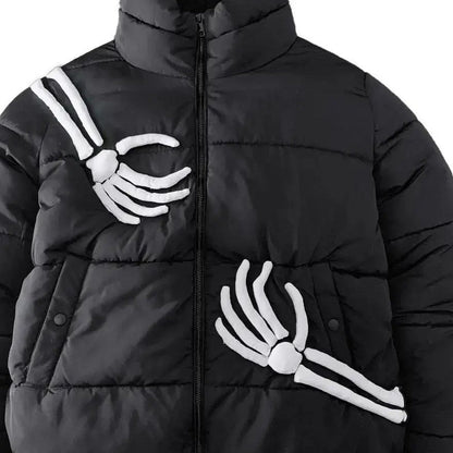 Skelett Pufferjacke Herren | Steppjacke | Knochen Design | Schwarz