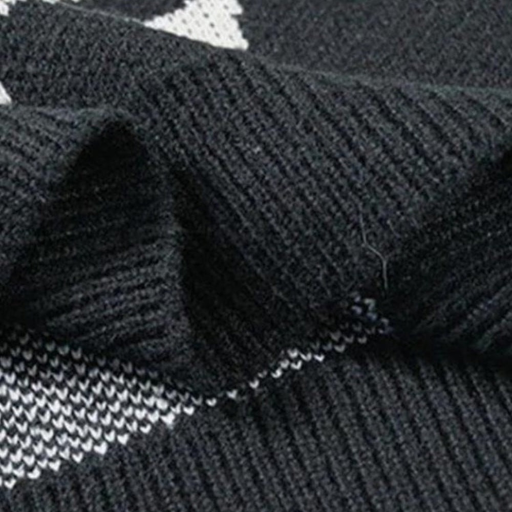 Skelett Strickpullover Herren | Jacquard | Brustkorb | Rundhals | Schwarz-Chaps Herrenmode