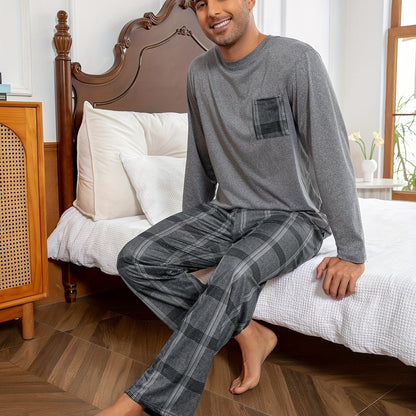Relaxed Pyjama Herren | Karomuster | Grau