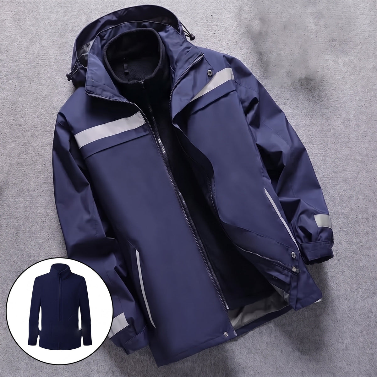 3-in-1 Jacke Herren | Reflektierend | Abnehmbares Fleecefutter | Kapuze