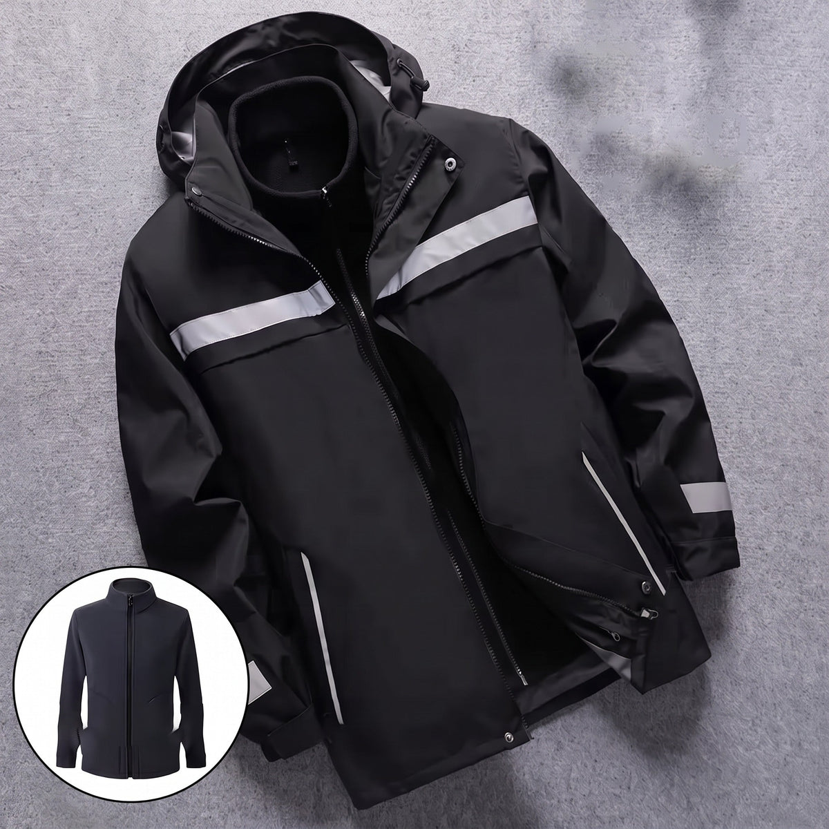 3-in-1 Jacke Herren | Reflektierend | Abnehmbares Fleecefutter | Kapuze