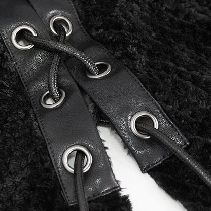 Gothic Umhang Herren | Kapuze | Chenille | Schnallenriemen | Schnürung-Chaps Herrenmode