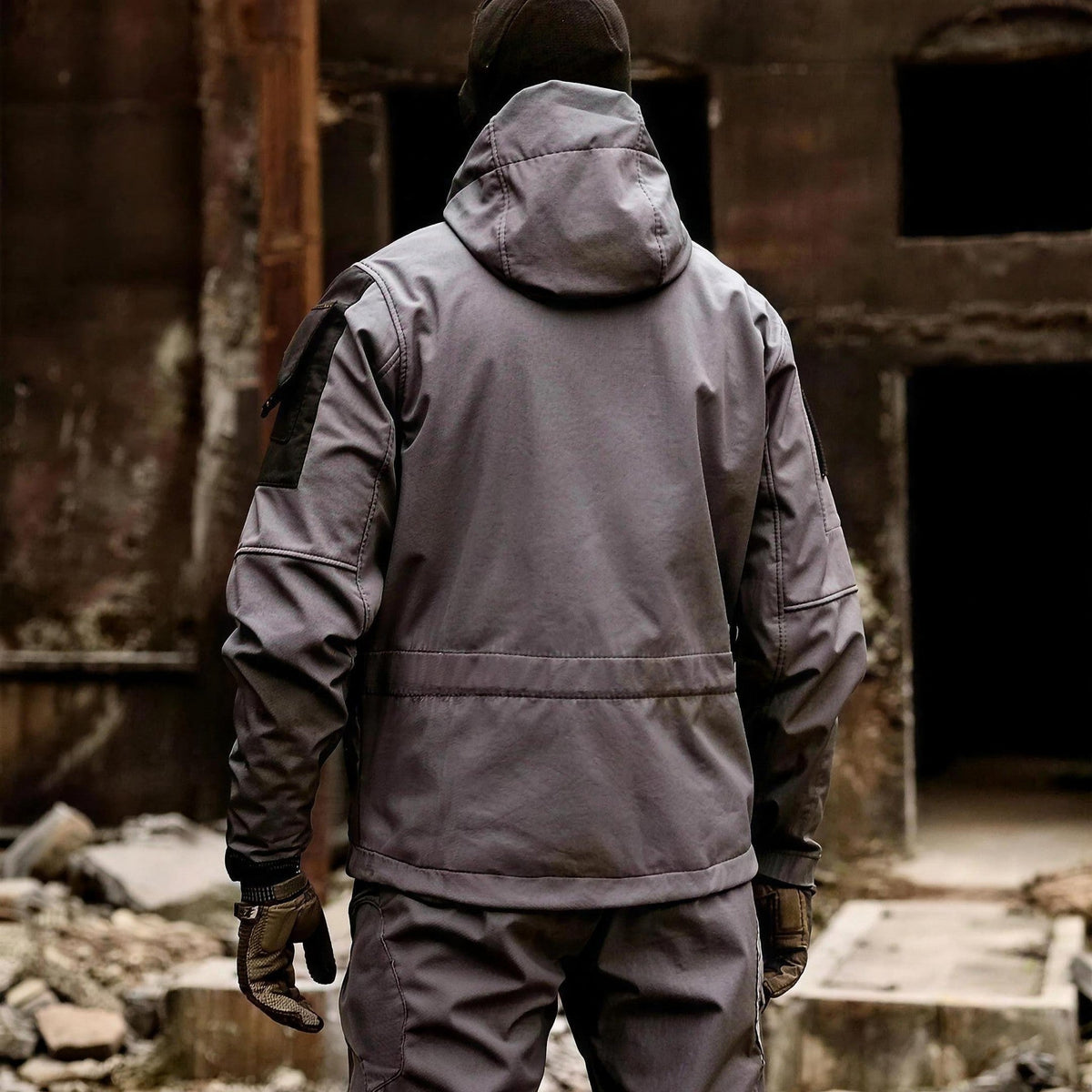 Taktische Jacke Herren | Softshell | Fleecefutter | Kapuze