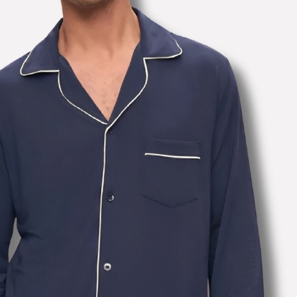 Jersey Schlafanzug Herren | Kontrastpaspel | 2 Farben