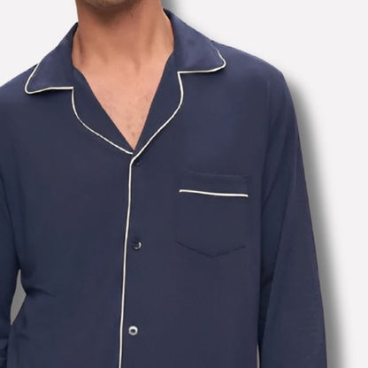 Jersey Schlafanzug Herren | Kontrastpaspel | 2 Farben