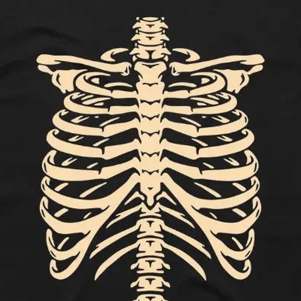Brustkorb T-Shirt | Skelett Print | Rundhals | Schwarz | Halloween-Chaps Herrenmode