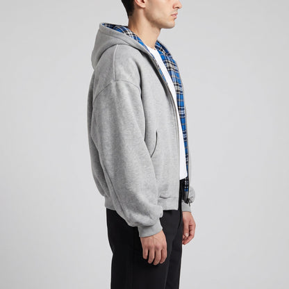 Wende Hoodie Herren | Reißverschluss | Oversized | Kariert