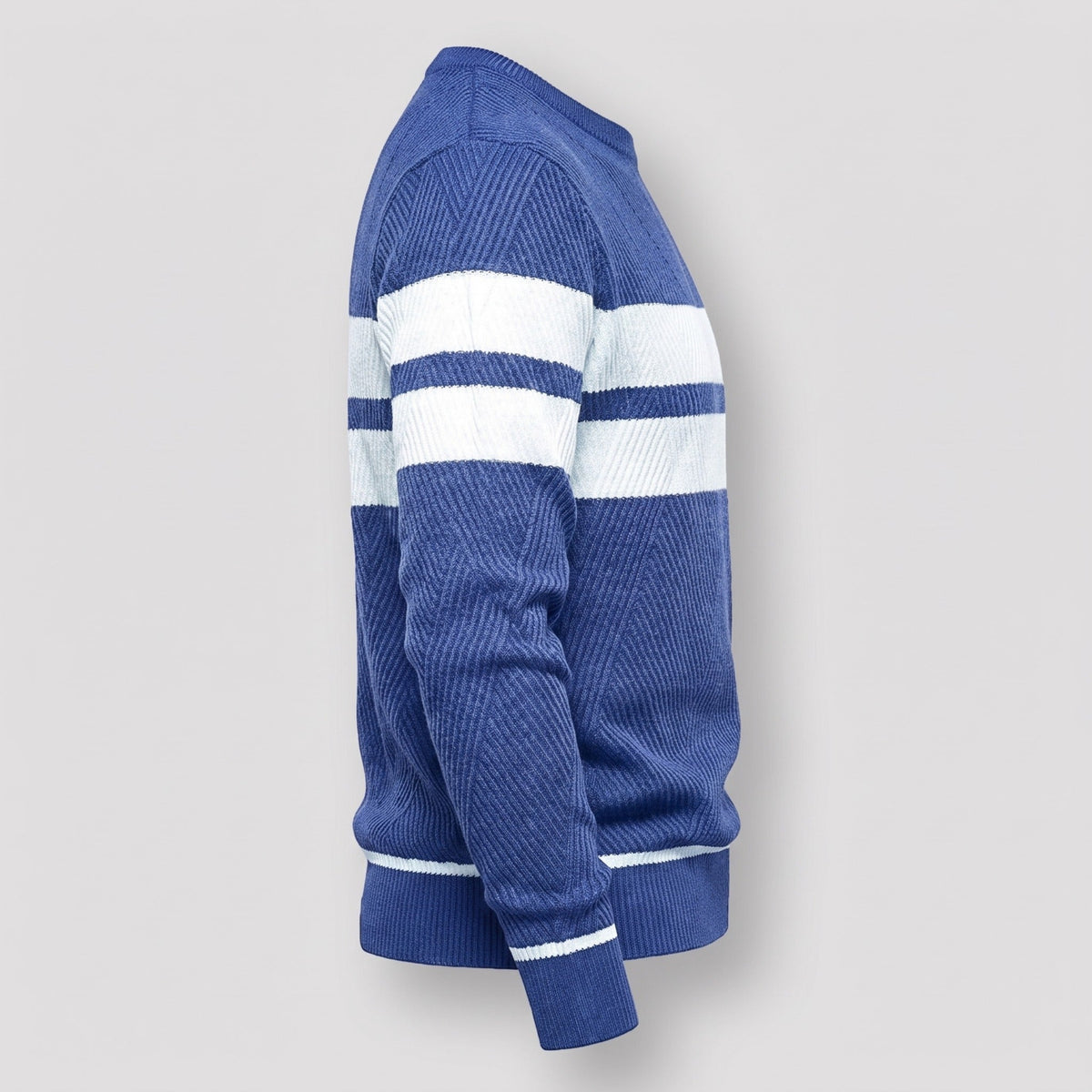 Gestreifter Strickpullover Herren | Baumwollstrick | Rundhals | Blockstreifen