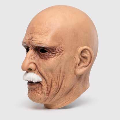 Alter Mann Maske | Glatze | Schnurrbart | Latex Vollkopfmaske