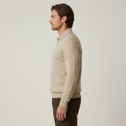 Polopullover mit Reißverschluss Herren | Strukturstrick | Langarm