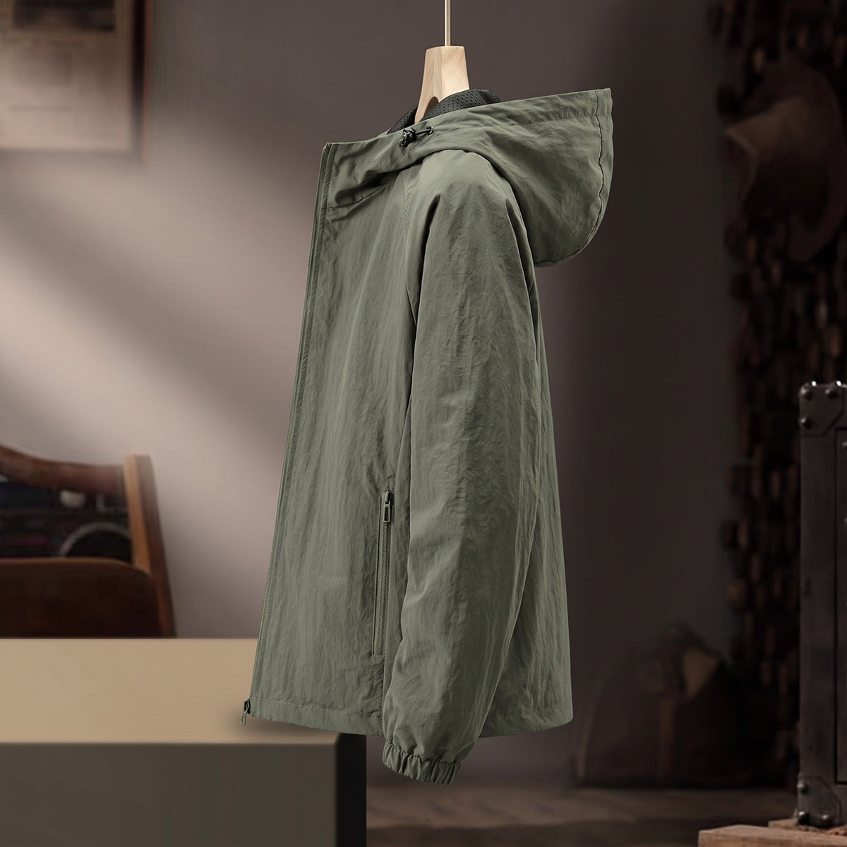Ultraleichte Windjacke Herren | Kapuze | Wasserabweisend | Netzfutter