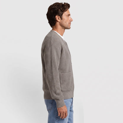 Strickjacke mit Reißverschluss Herren | Rundhals | Rippstrick | Taschen