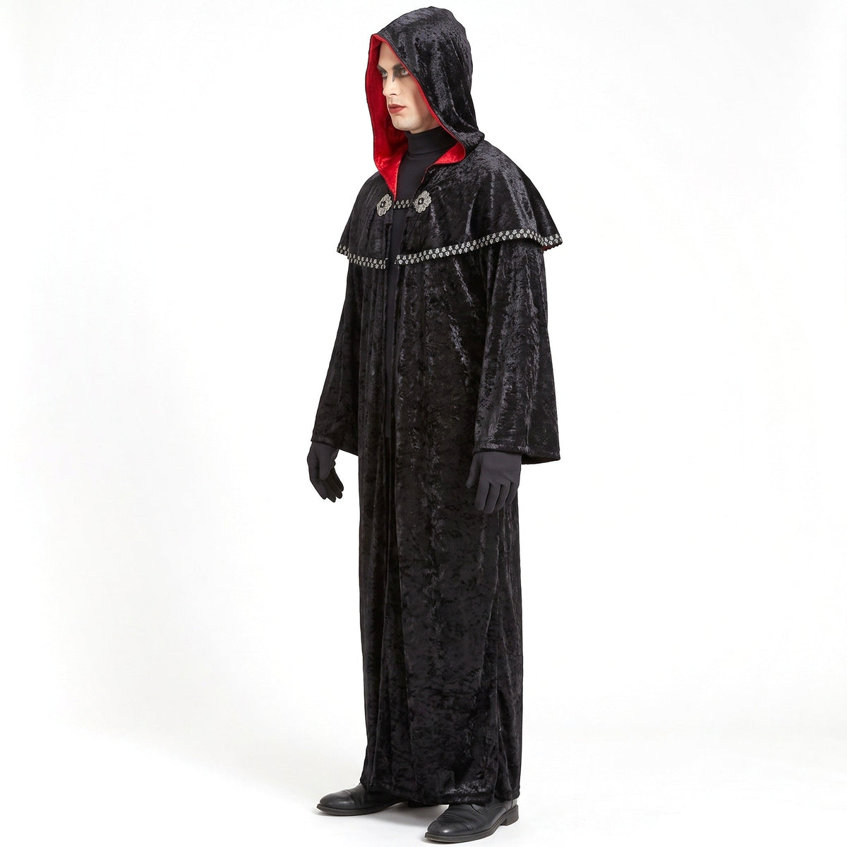Gothic Vampir Robe | Kapuze | Schulterumhang | Medaillons-Chaps Herrenmode