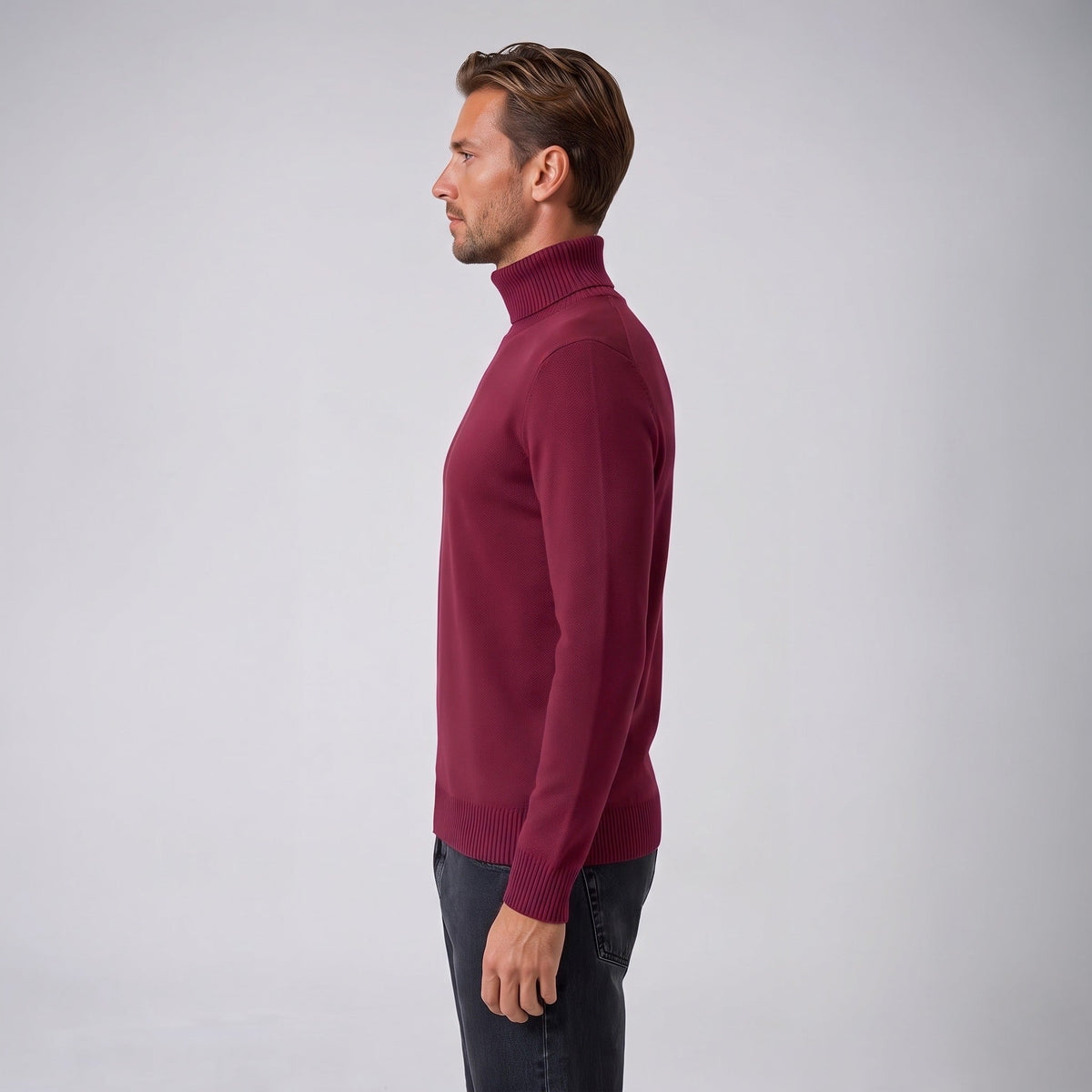 Rollkragenpullover Herren | Feinstrick | Gerippter Kragen | Gerader Schnitt
