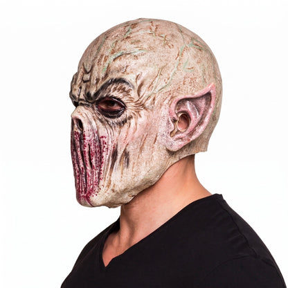 Alien Monster Maske | Latex | Vollkopf | Spitze Ohren | Beige