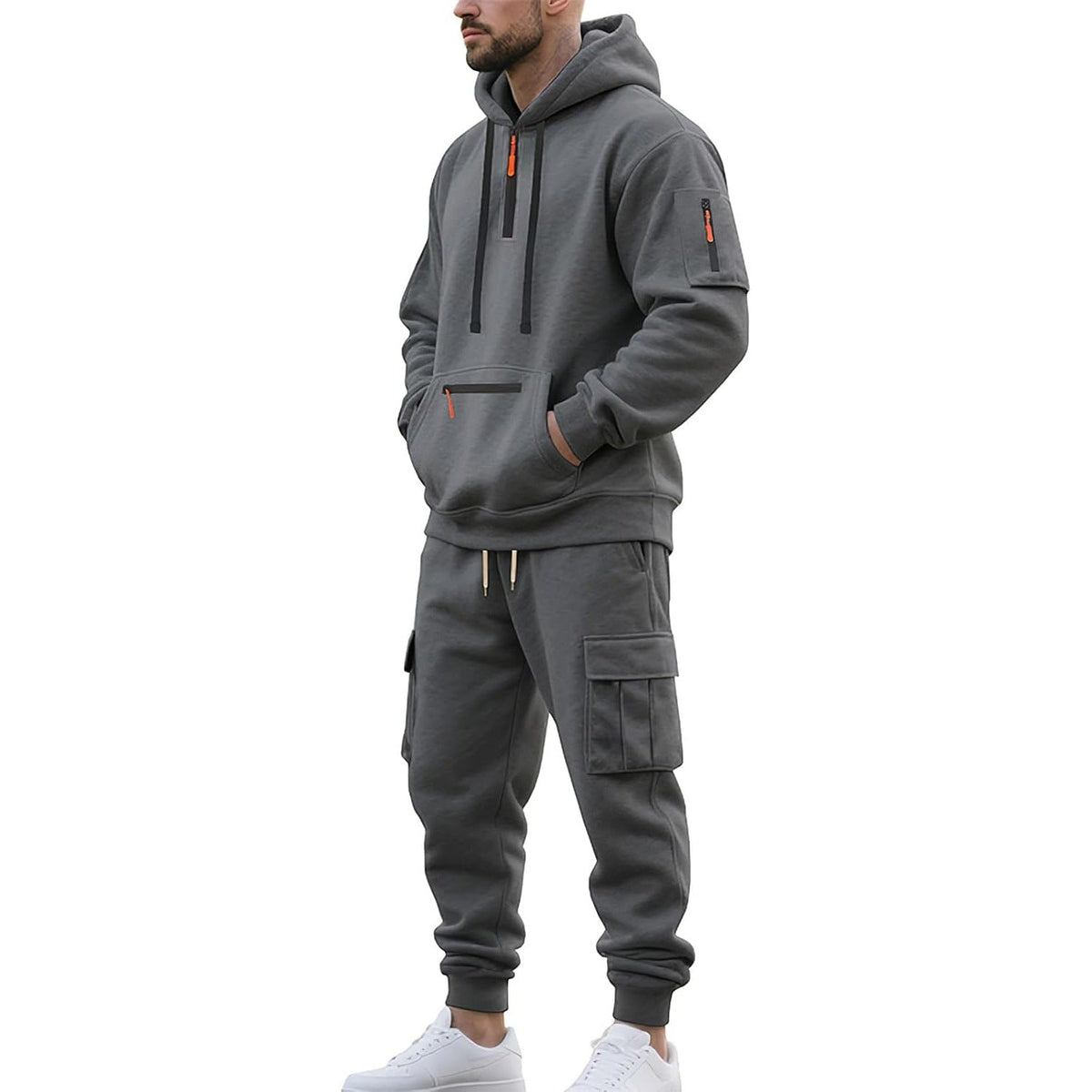 Cargo Jogginganzug Herren | Hoodie mit Reißverschlusstaschen | 6 Farben-Chaps Herrenmode