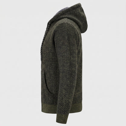 Strickjacke mit Kapuze Herren | Gefüttert | Reißverschluss | Grobstrick