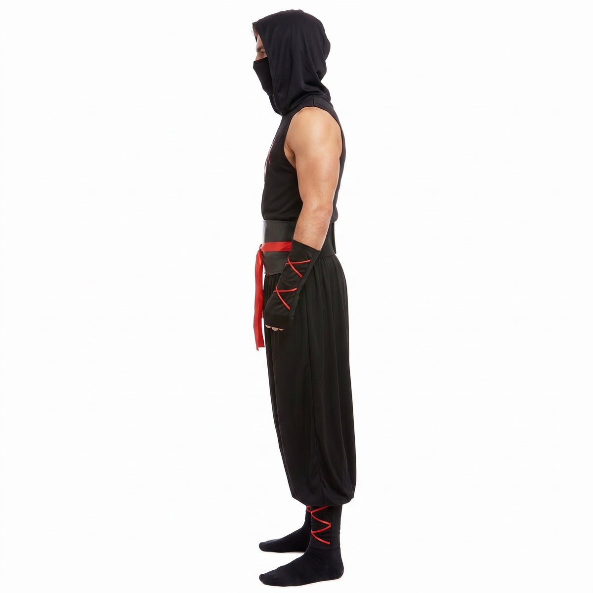 Ninja Kostüm Herren | Drachen Print | Maske | Gürtel | Hose