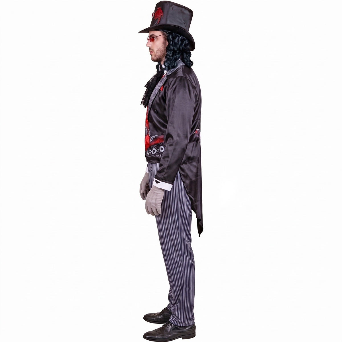 Gothic Vampir Kostüm | Frackjacke | Nadelstreifenhose | Zylinder | Jabot-Chaps Herrenmode