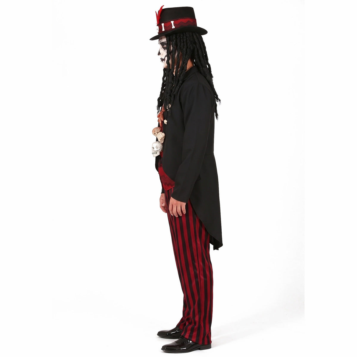 Voodoo Kostüm Herren | Frackjacke | Zylinder | Gestreifte Hose-Chaps Herrenmode