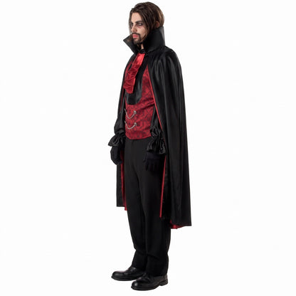Dracula Kostüm Rot | Weste mit Ärmeln | Halstuch | Umhang