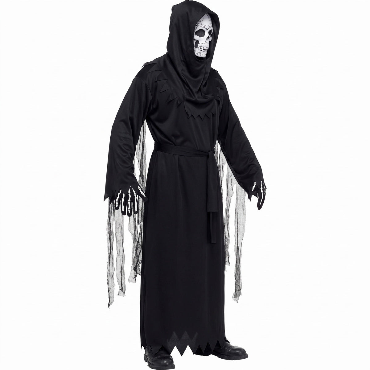 Sensenmann Kostüm Herren | Robe | Totenkopfmaske | Skelett Handschuhe
