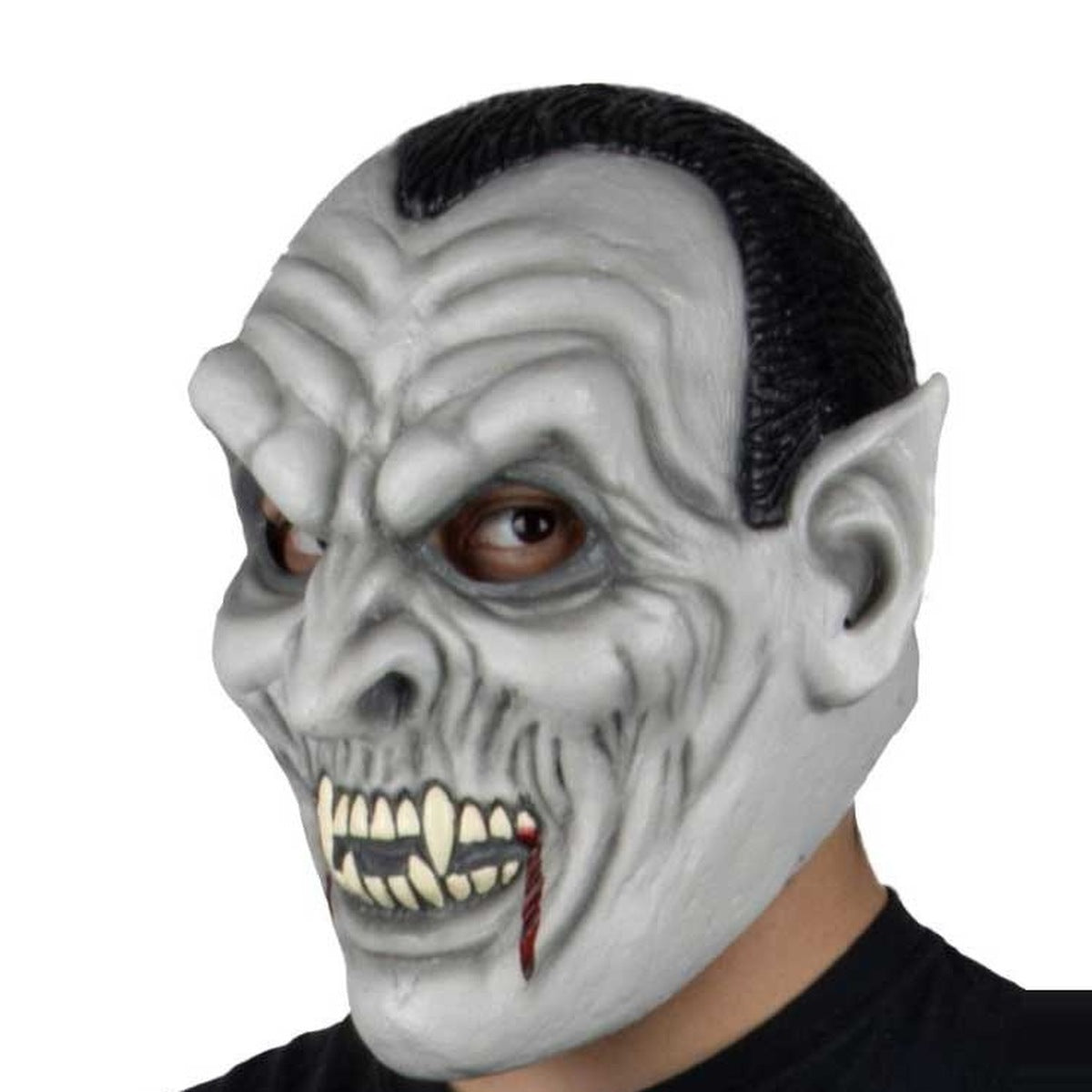 Vampir Maske | Spitze Ohren | Reißzähne | Halloween Maske