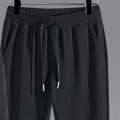Waffel Jogginganzug Herren | Kapuzenjacke mit Reißverschluss | bis 6XL