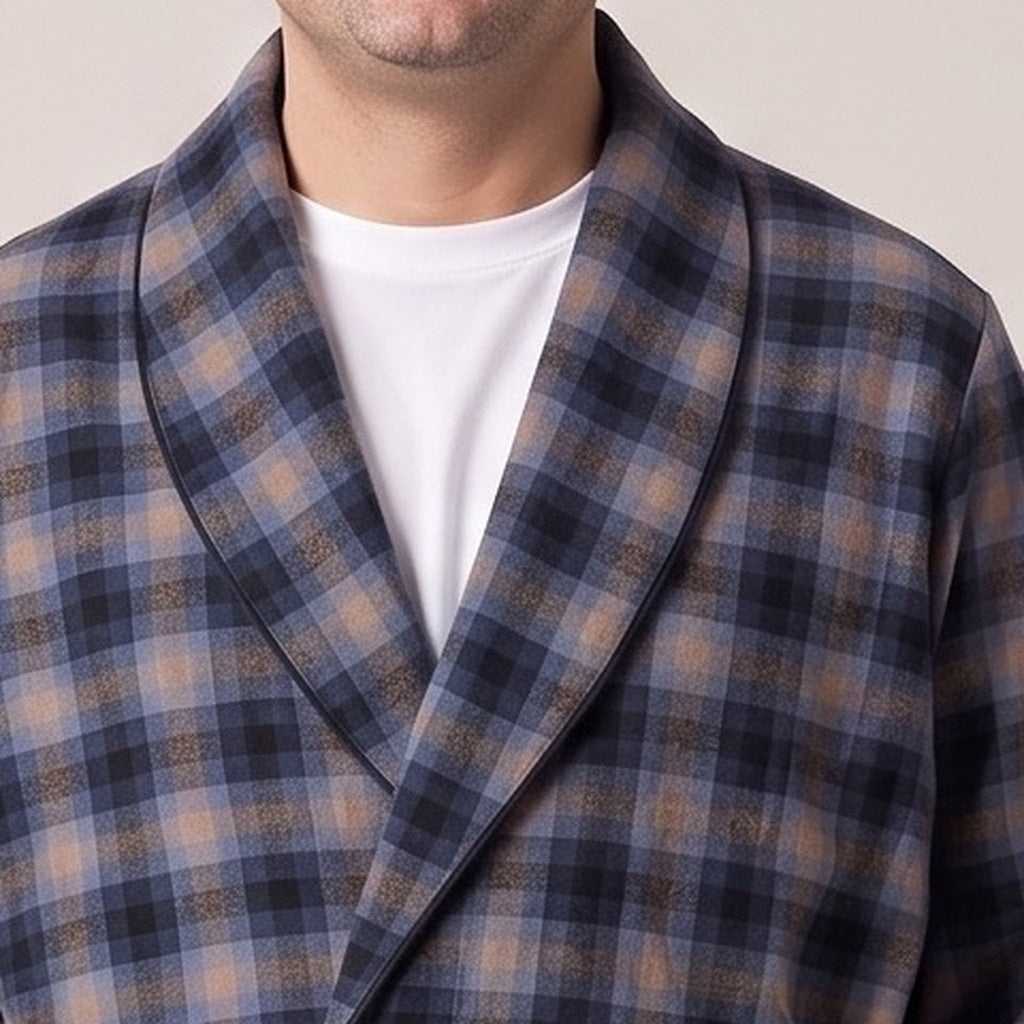 Flanell Morgenmantel Herren | Bindegürtel | 3 Farben