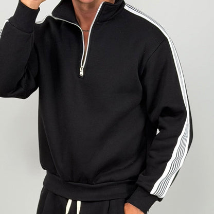 Gestreifter Trainingsanzug Herren | Halfzip Sweatshirt | Weite Hose | 5 Farben