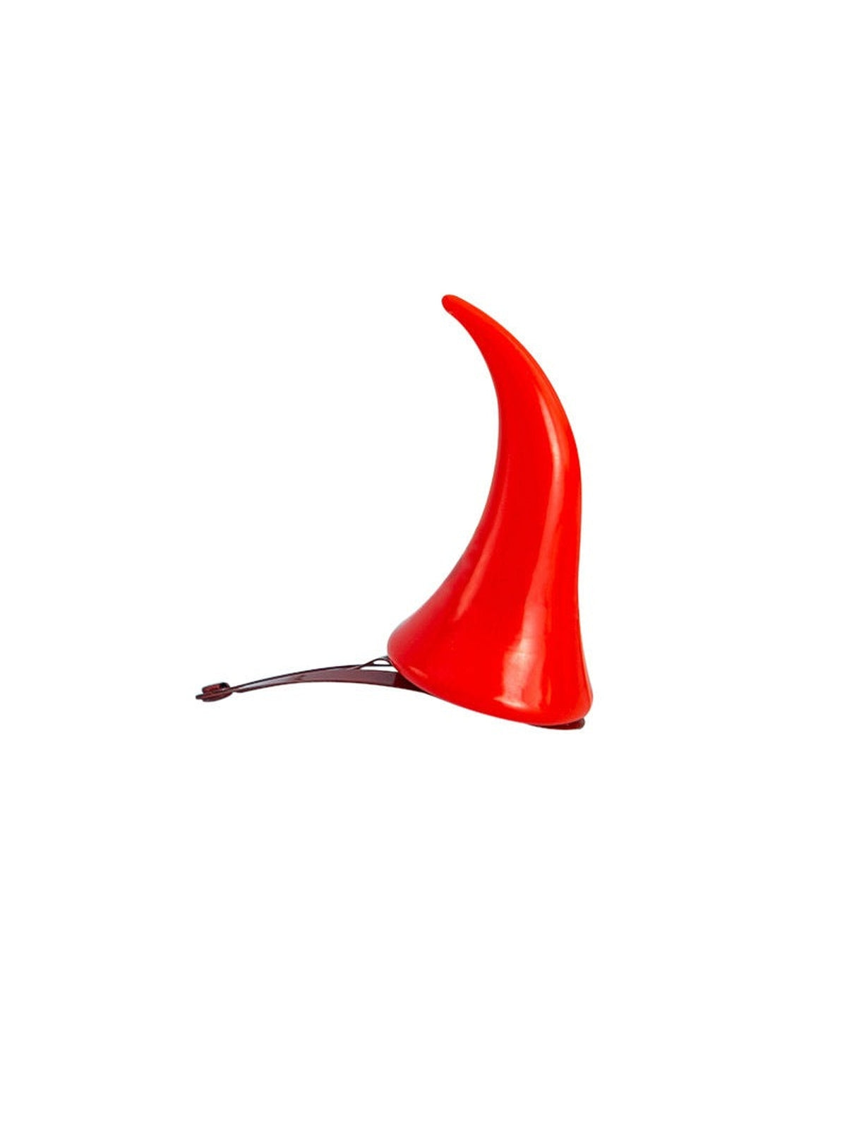 Rotes Teufelshorn mit Haarspange, Seitenansicht