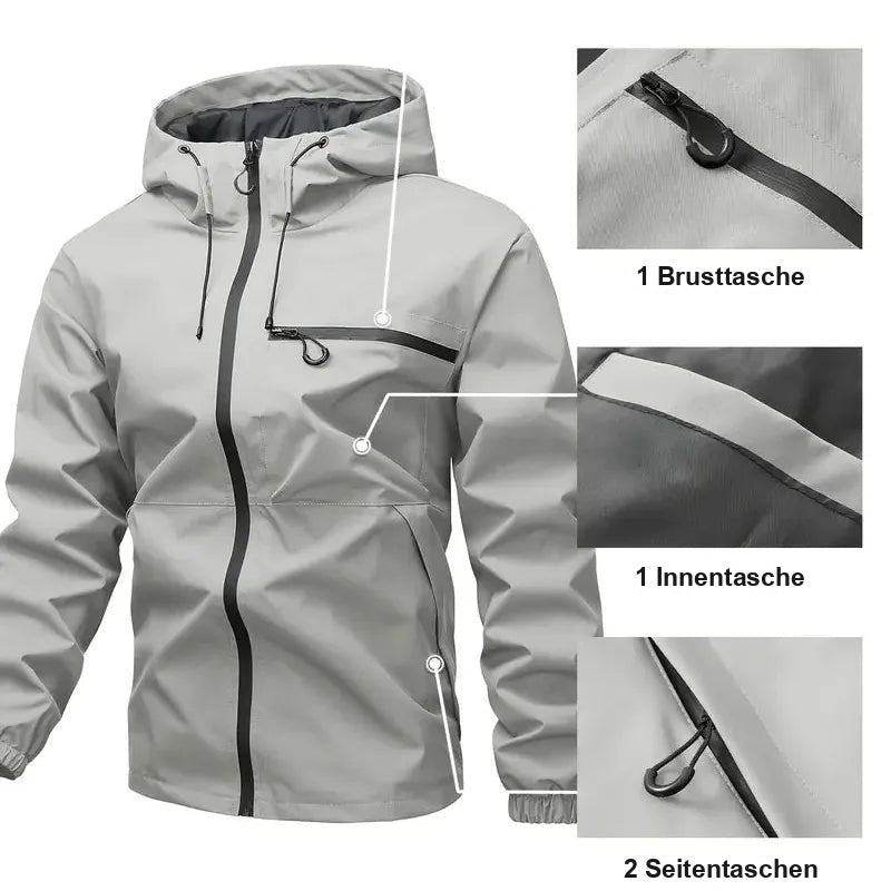 Regenjacke Herren | Kapuze | Brusttasche | Seitentaschen-Chaps Herrenmode