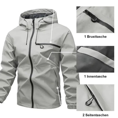Regenjacke Herren | Kapuze | Brusttasche | Seitentaschen-Chaps Herrenmode